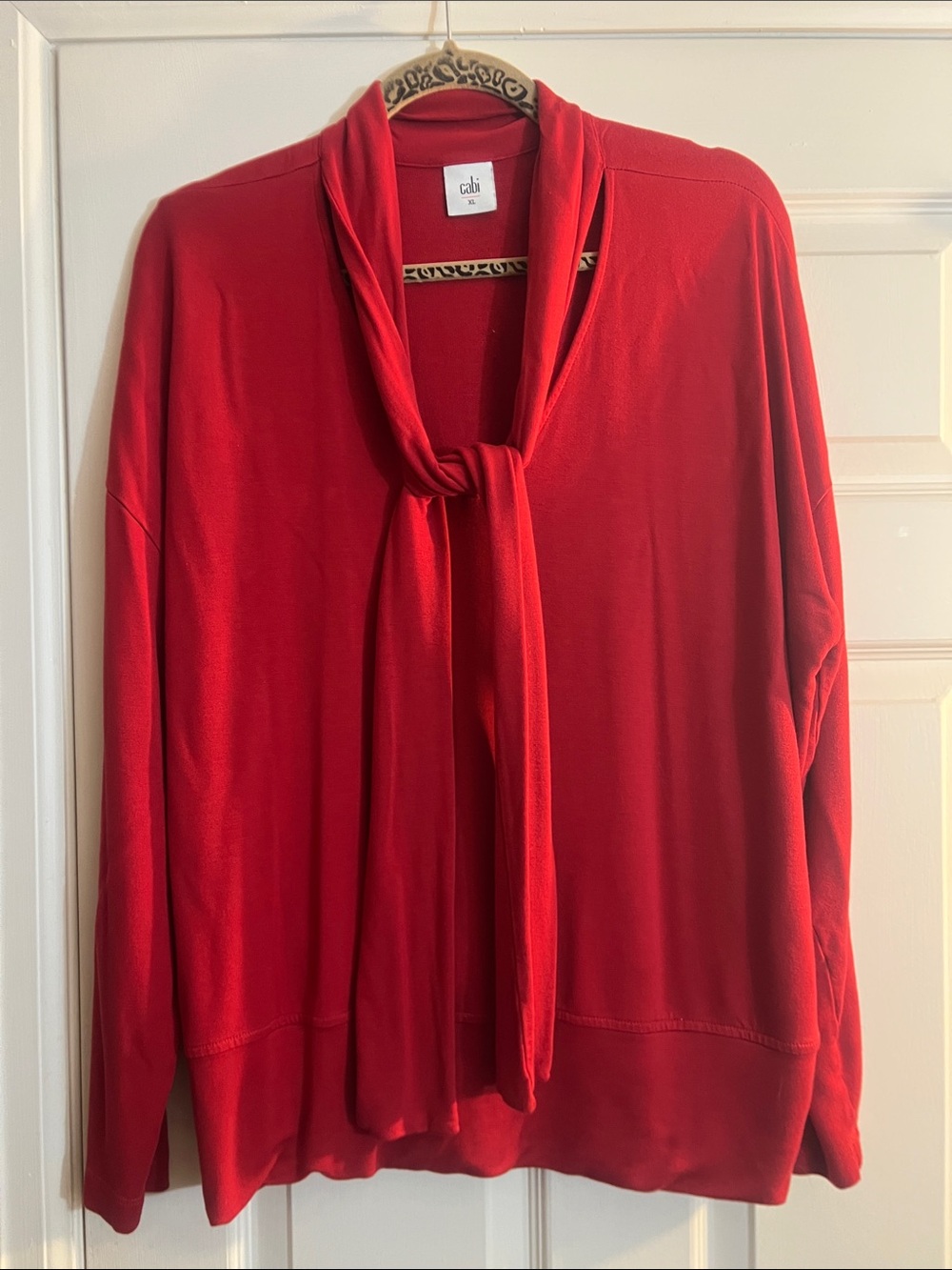 CAbi Red Tie-Neck Top